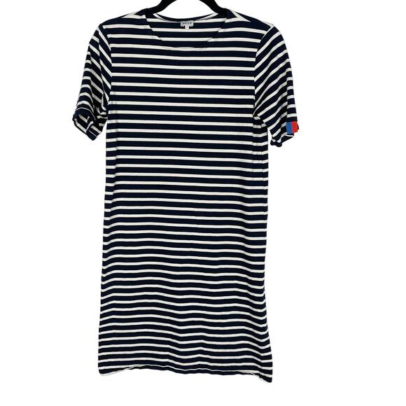 Kule XSmall Navy Blue Cream The Tee Dress Striped Short Sleeve Crew Neck Cotton - Picture 1 of 10